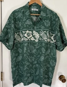 Tommy Bahama Herren Hawaii Camp Hemd 100% Seide Knopfleiste Grün Tropical Gr. Lg - Bild 1 von 10