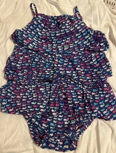 Baby Girl Ruffled Bubble Summer Romper Whales Size 12 Mo Vineyard Vines Target - Picture 1 of 6