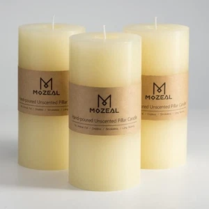 3" x 6" Hand-Poured Unscented Candle,Dripless Pillar Candle Set of 3,Long Las... - Picture 1 of 6