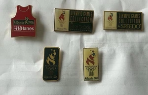 Lot Of 5 1996 Atlanta Summer Olympic Games Pins Big Dog Hanes Speedo - Picture 1 of 7