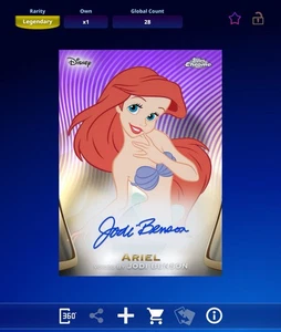 VIDEOGAME TOPPS CHROME DISNEY Purple Talent Signature - ARIEL Jodi Benson /75cc - Bild 1 von 3
