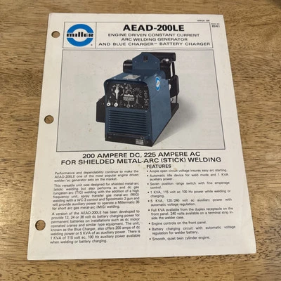 Brochure vendita rivenditore generatore saldatura AEAD-200LE Miller Welding 1985 vintage - Immagine 1 di 4