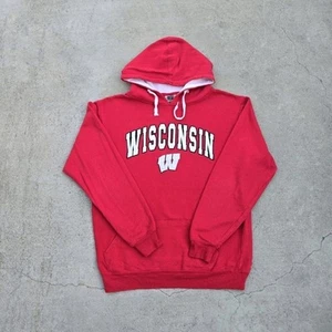 Wisconsin badgers Mens Size M Red Embroidered University Hoodie  - Picture 1 of 4