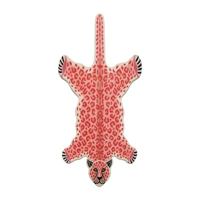 Alfombra de lana de 3'x5' con estampado de tigre rosa marfil moderno acolchado a mano novedad telar Foto 1 de 4
