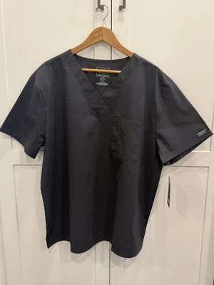 Cherokee Workwear Unisex Grey Short Sleeve V-Neck Scrub Top Size 2XL NWT WW644 - Image 1 of 4