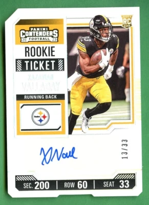 XAZAVIAN VALLADAY 2023 CONTENDERS ROOKIE TICKET STUB AUTO /33 PITT STEELERS - Image 1 of 4