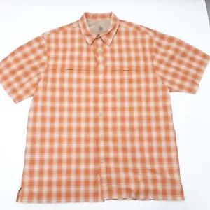 G.H. Bass & Co. Fishing Shirt Men's Large Orange Plaid Mesh Lined Button-Up - Picture 1 of 6