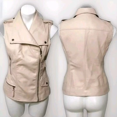 Chelsea and Violet Faux Leather Full Zip Wide Collar Moto Vest Small - Image 1 of 4