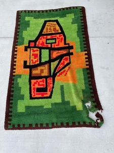 Hand Hooking Rug Handmade Fun 70's pattern and colors 88" x 55" Vintage 1970's - Picture 1 of 12