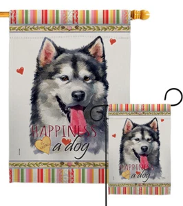 Alaskan Malamute Happiness Garden Flag Animals Dog Decorative Yard House Banner - Picture 1 of 13