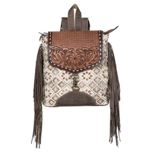 KB OHLAY KB601 Rucksack Hand Tooled Upcycling Canvas Echtleder Damentasche - Bild 1 von 1