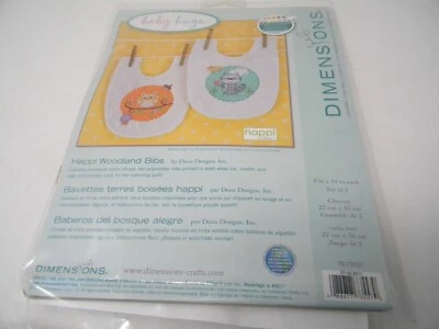 Dimensions Happi Woodland Quilted Bibs Cross Stitch Kit - Image 1 of 2