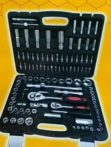 VALIGIA ATTREZZI CHIAVI A BUSSOLE CRICCHETTO KIT 108 PZ UTENSILI MANUALI LAVORO - Imagen 1 de 1