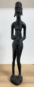 Vintage handgefertigte geschnitzte gravierte afrikanische Holz Holzstatue schöne Kunst - Bild 1 von 5