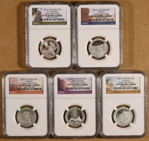 2012 Proof Silver National Park Quarters all Certified PF 70 Ultra Cameo by NGC - Picture 1 of 2