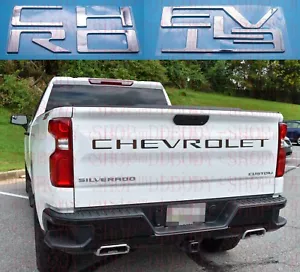 Letras de puerta trasera cromadas elevadas para Chevrolet Silverado 1500 2500 3500 2019-2021 - Imagen 1 de 10