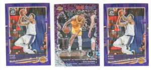 KYLE KUZMA 3 CARD LOT 2020-21 OPTIC PURPLE SHOCK #8 2019-20 HOOPS PURPLE DISCO - Picture 1 of 2