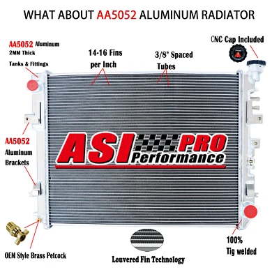 3 Row Radiator For 2009-2010 Dodge Ram 1500 2500 2011-2018 Ram 1500 2500 3500 Foto 1 de 4