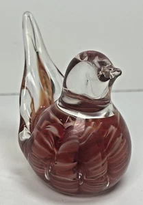 Joe Rice 2006 Art Glass Bird Red White Floral Vtg Flower Paperweight Figure VGC - Picture 1 of 9