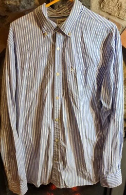 Men's Converse One Star XL Blue & White Striped Button Up Long Sleeve Shirt - Image 1 of 4