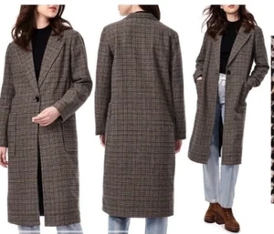 Bernardo Microhoundstooth Wool Duster Coat - Brown - Picture 1 of 4