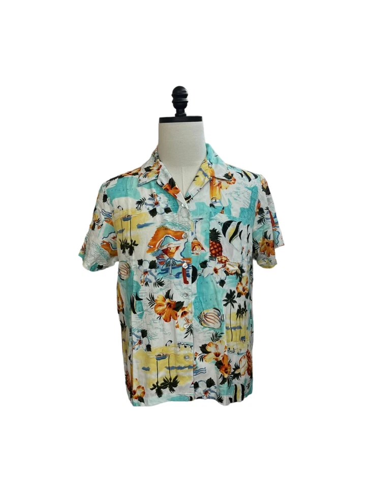 Camisa abotonada Crazy Horse a Liz Claiborne Co para hombre multicolor con estampado hawaiano XL Foto 1 de 4
