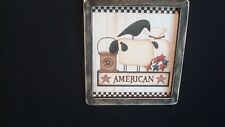 Primitive Country Print *AMERICAN with sheep and crow* with black frame  9" x10"