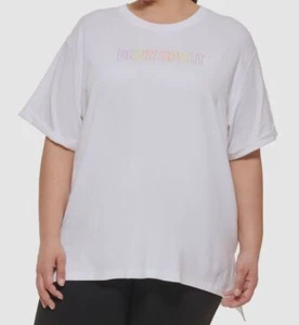 $45 Dkny Women's White Ombre Logo Crewneck Short-Sleeve T-Shirt Plus Size 2X - Picture 1 of 1