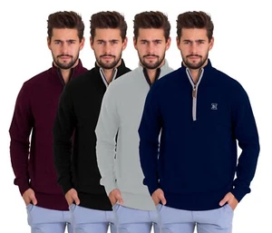 Herren Long Sleeve Jumper High Neck Quarter Zip Troyer Regular Fit - Bild 1 von 9