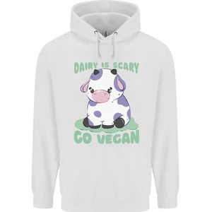 Dairy Is Scary Go Vegan Funny Childrens Kids Hoodie - Picture 1 of 84