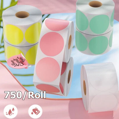 750/Roll  2" 50mm Round Direct Thermal Stickers Circle Tag Labels Self-Adhesive - image 1 of 4