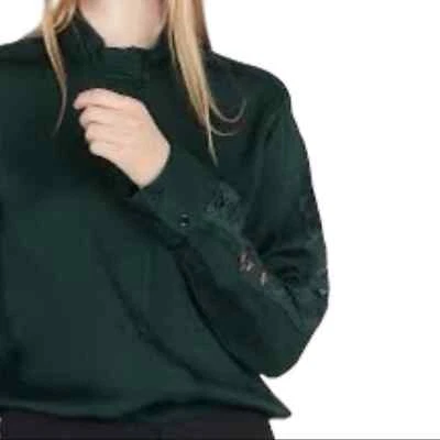 Blusa Sandro Verde Verden Encaje Inserto Pequeña Nueva Foto 1 de 4