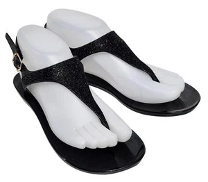CARVELA Bijon Glitter Black Jelly Rubber Synthetic Buckled Womens Sandals Shoes - Picture 1 of 10