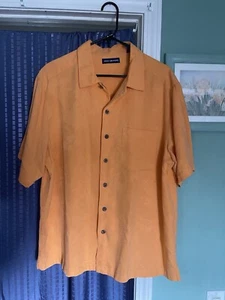 John Ashford Button Up Hawaiian Shirt Pure Silk Mens XL Orange Short Sleeve VTG - Picture 1 of 5
