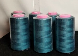 Lot of 6 TEAL #AX676 Big Quality Sewing Machine Thread Spools 6000 YDS / Cone - Picture 1 of 5