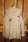 Boy Scouts of America BSA Men's Shirt XL Tan Long Sleeve SEWN on patches