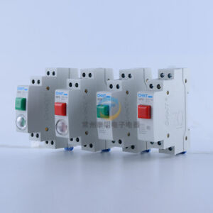 220V Red Green LED Momentary Push Button Switch 2NO 1NC/2NC  DIN-rail mounting 