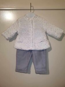 Baby Girls' Winter Infant Outfit Set Chicco Brand Warm Material Jacket Pants 3M