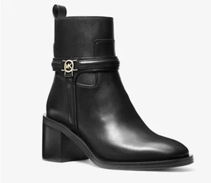 Michael Kors Mindy Black Leather Ankle Boot $295 retail - Picture 1 of 9