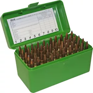 MTM Ammo Box RS-S Rifle 50 Round Green 22-250 6MM PPC 7MM BR RSS 50 10 - Picture 1 of 3