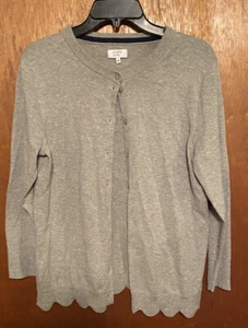 Crown & Ivy Gray cardigan sweater button front long sleeves Medium M - Picture 1 of 4
