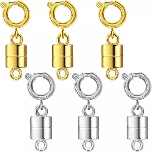6 Pack Magnetic Necklace Clasps and Closures, 18K Gold and Silver Plated Jewelry - Picture 1 of 7