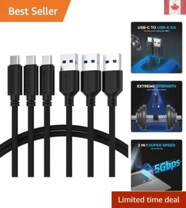 Pack de 3 câbles USB C prêts pour les mobiles - 6 pieds charge durable et rapide pour appareils - Photo 1 sur 9