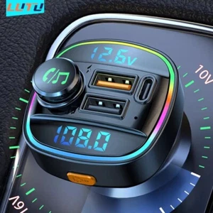 Bluetooth5.0 Car Wireless FM Transmitter Adapter USB PD Charger AUX Hand-Free US - Picture 1 of 8