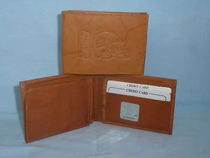 New York NY GIANTS Leather BiFold Wallet NEW tan2 - Picture 1 of 5