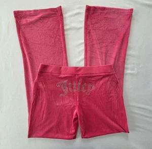 Juicy Couture Women’s Velour Pink Track Pant OG Big Bling Rhinestone Size Small - Picture 1 of 7