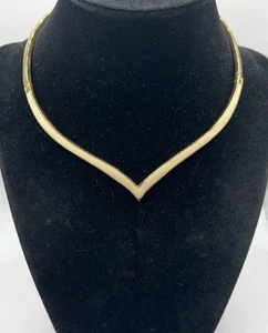 Collar Gargantilla Vintage Stament Tono Dorado Con Esmalte Beige - Imagen 1 de 5