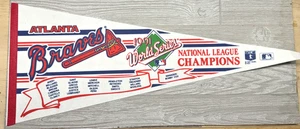 1991 Atlanta Braves World League Champions Pennant Flag - Picture 1 of 8
