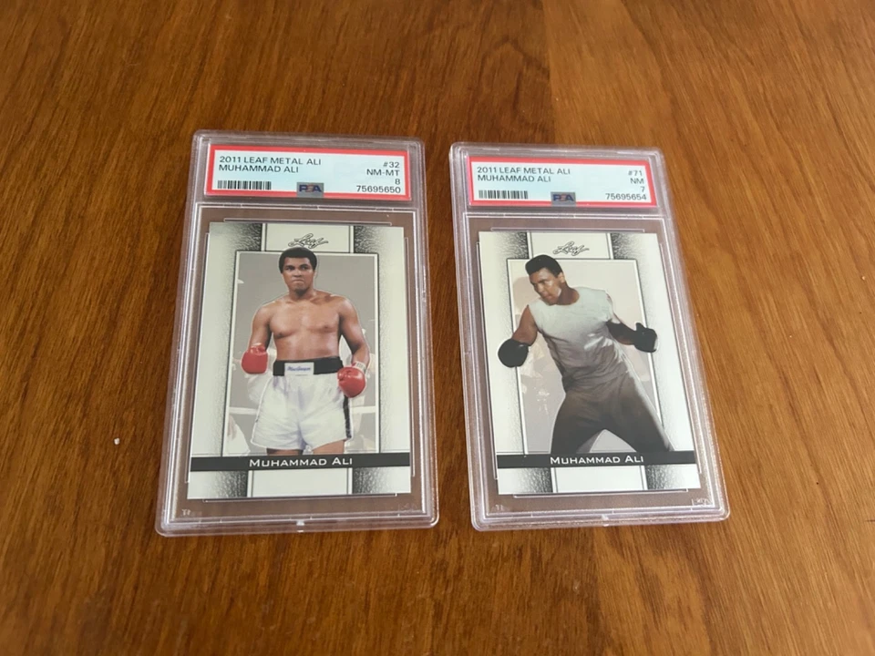 2 RARE 2011 Leaf Muhammad Ali Metal  #71 Muhammad Ali PSA 7 & #32 PSA 8 BOXING - Image 1 of 2