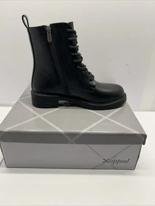 Xappeal Motorrad-Stil Stiefeletten schwarz Reißverschluss/Spitze klobiger Absatz 1,5" neu Größe 7 Damen - Bild 1 von 9